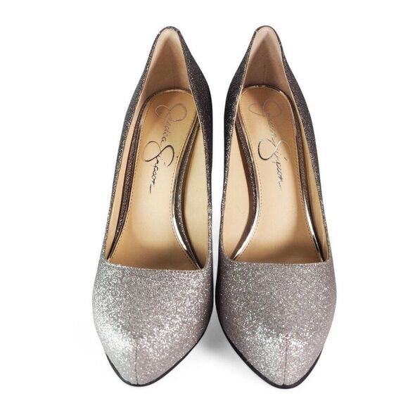 Jessica Simpson Parisah 5" Platform Pump Silver Glitter Ombre Women's 8M - Picture 3 of 11